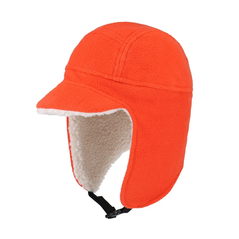 Outdoor Cycling Skiing Caps Bomber Hat With Soft Brim Women Men Thick Windproof Adjustable Folding Thermal Winter Warm Cap - Цвет: Оранжевый