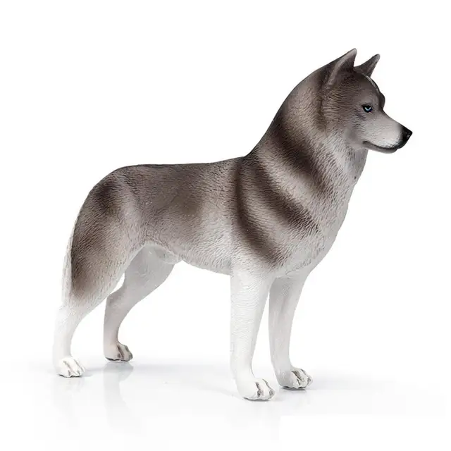 Simulation Husky Dog Plastic Animal Model Desktop Ornament Decor Children Toy 3