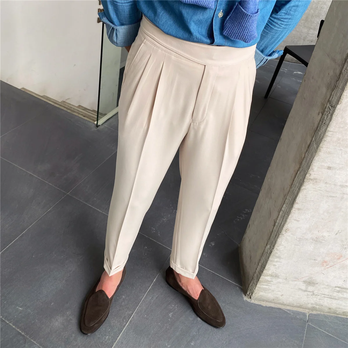 Men British High Waist Straight Pants Men Social Trousers Pant Italian Mens  Formal Pant Pantalones Hombre 2021 Dress Ankle Pants - AliExpress