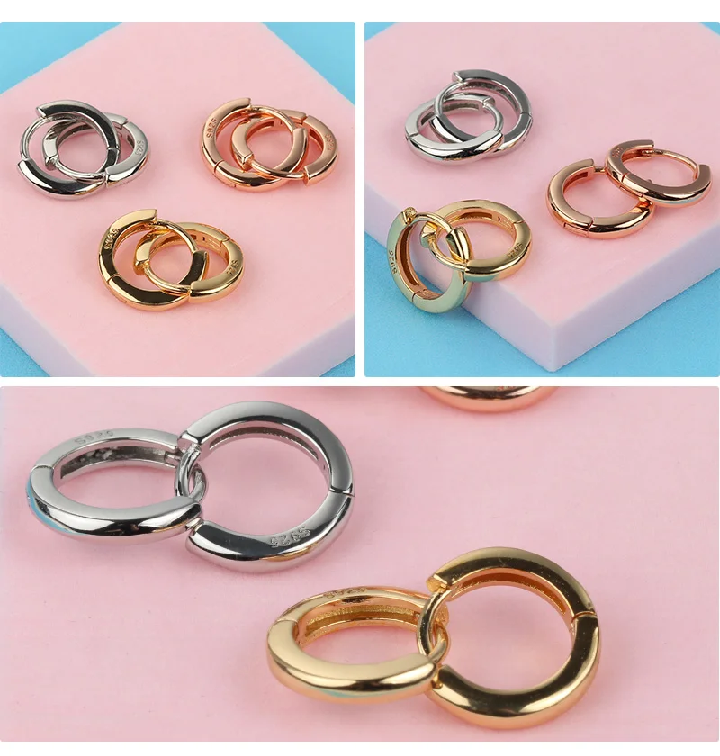 Summer New 925 Sterling Silver Hoop Earrings Original For Women Luxury Fashion Jewelry Party Rose Gold Huggie Earring 2021 Trend