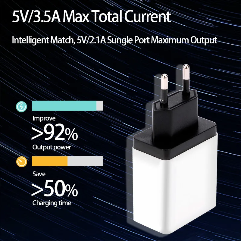 Сетевое зарядное устройство CinkeyPro с 4 USB портами для Samsung iPhone Huawei|Зарядные