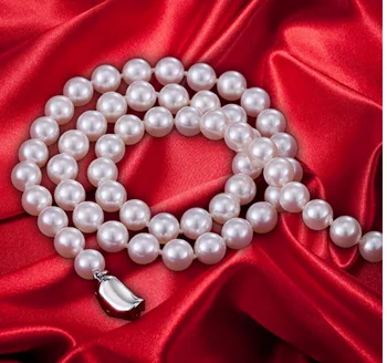 

Fine JEWELRY natural white 8-9MM freshwater pearl necklace genuine pearl send mom 925 silver claspice Women Gift word Jew