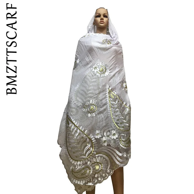 Новые африканские шарфы мусульманский женский большой хлопковый шарф с вышивкой с камнями BM602 - Цвет: BM602 15