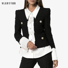 Высококачественная Осенняя сатиновая твидовая женская блузка с пуговицами льва, женские офисные Топы с длинным рукавом и блузки, рубашка, Blusas Camisas