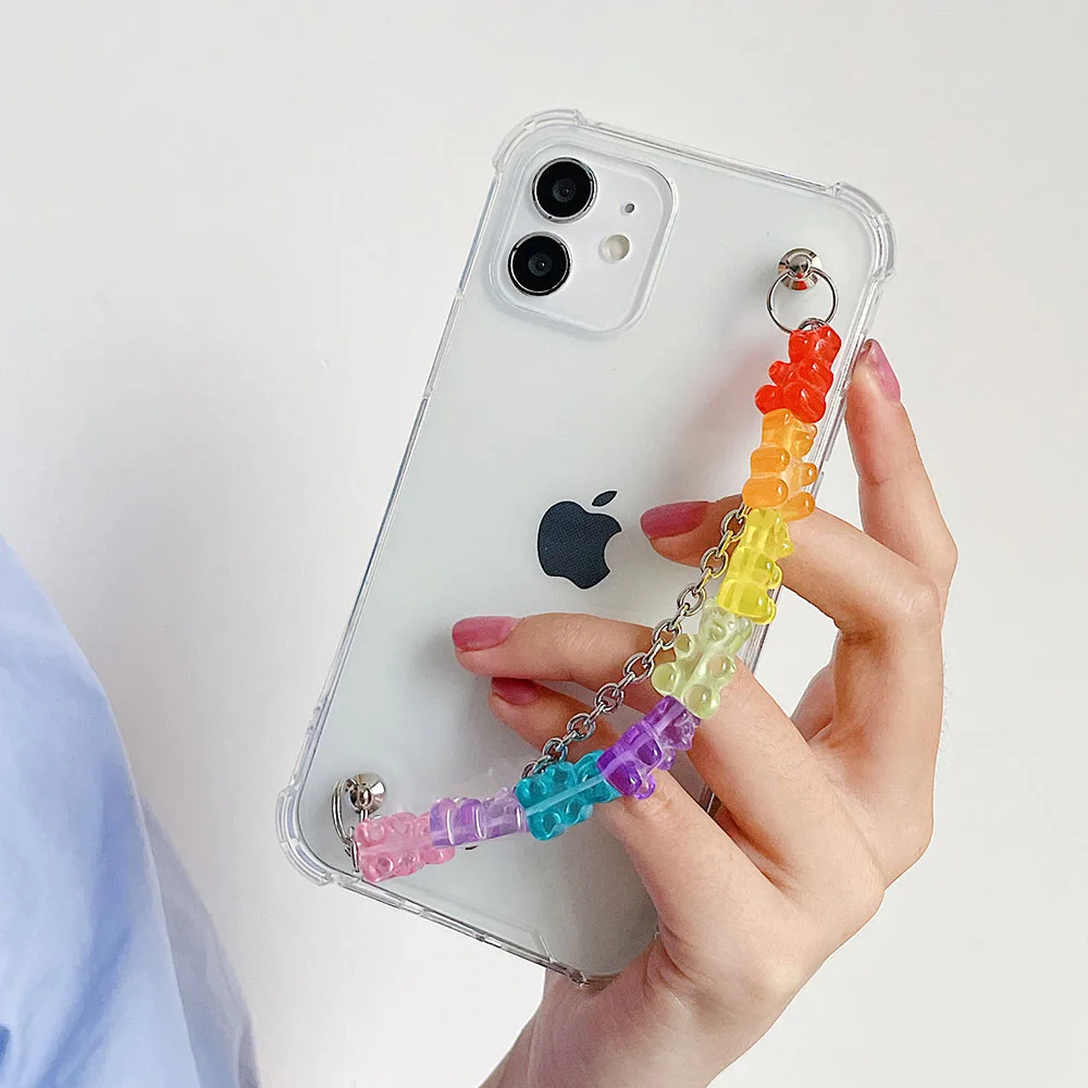 Funda para iPhone 14 Pro Max con cadena de muñeca y pañuelo