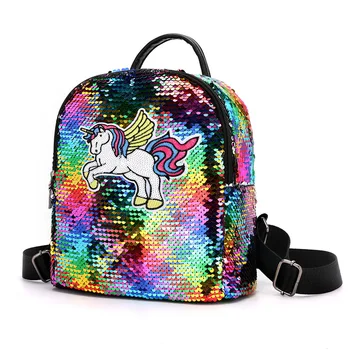 

My little pony sequined unicorn backpack 2019 new girl fashion backpack cartoon cute bag travel mini backpack