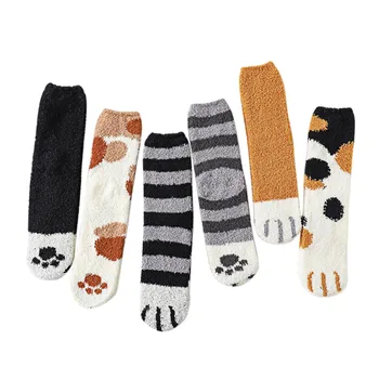

Winter Socks Women Fashion Lovely Cat Claw Coral Thickening Fuzzy socks 6 pairs d91119