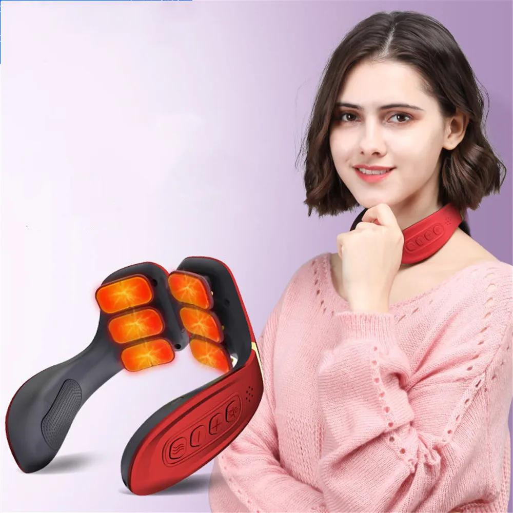 Electric Shoulder Neck Massager Shoulder Cervical Hot Compress 12 Modes 20 Gears With Remote Control Pulse Back Neck Massager