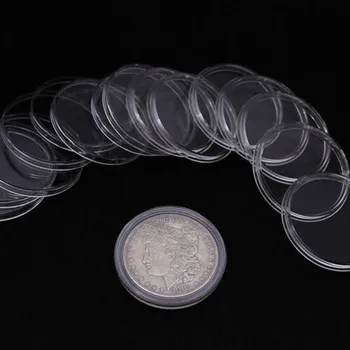 

Universal 100pcs 25mm Clear Round Coin Capsule Container Storage Box Holders Portable Case