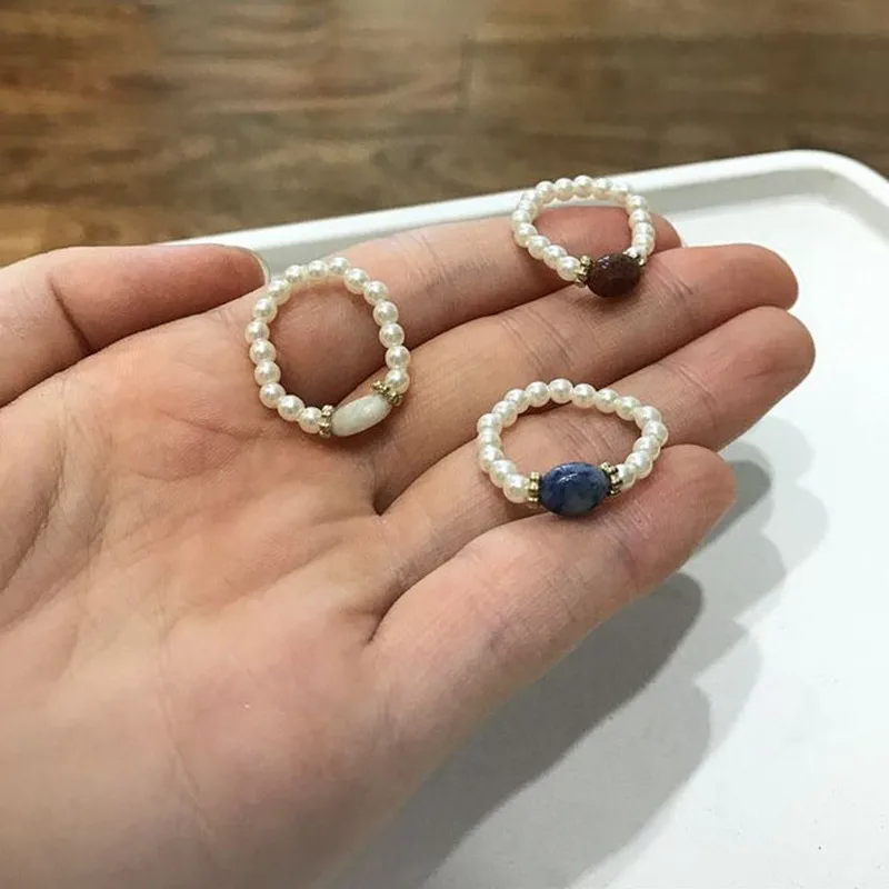 Корейские модные элегантные кольца с искусственным жемчугом для женщин и