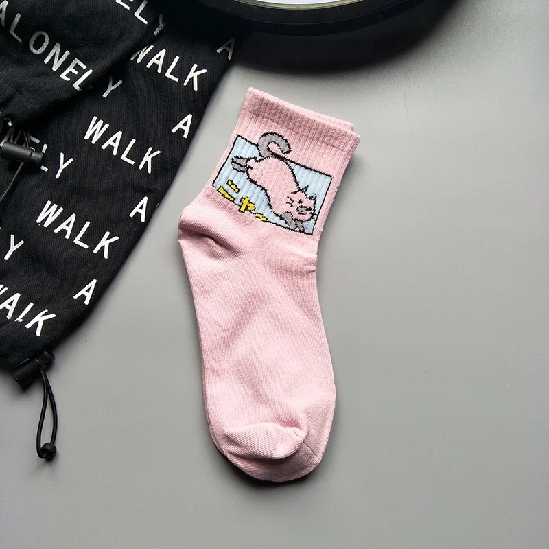 Новая мода харадзюку для женщин и девочек хип-хоп длинные носки с милыми животными носки с динозаврами для женщин забавные японские носки с героями мультфильмов - Цвет: 7