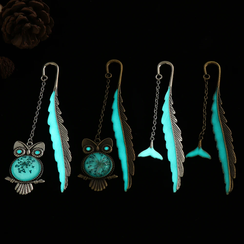 1 шт., ретро светящаяся бабочка, закладка в виде стрекозы, флуоресцентный металлический книжный зажим, Закладка, подарки, канцелярские принадлежности, школьные принадлежности