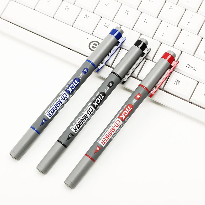 

Twin Tip Permanent Markers Fine Point Black Blue Red Ink Portable Fine Colour Marker Pen CD-197 1PC Writing Pen