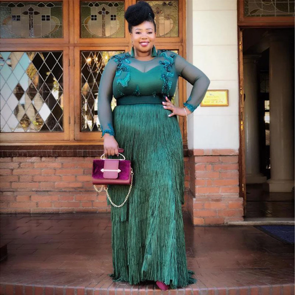 Tassel Prom Dresses Aso Ebi Style 