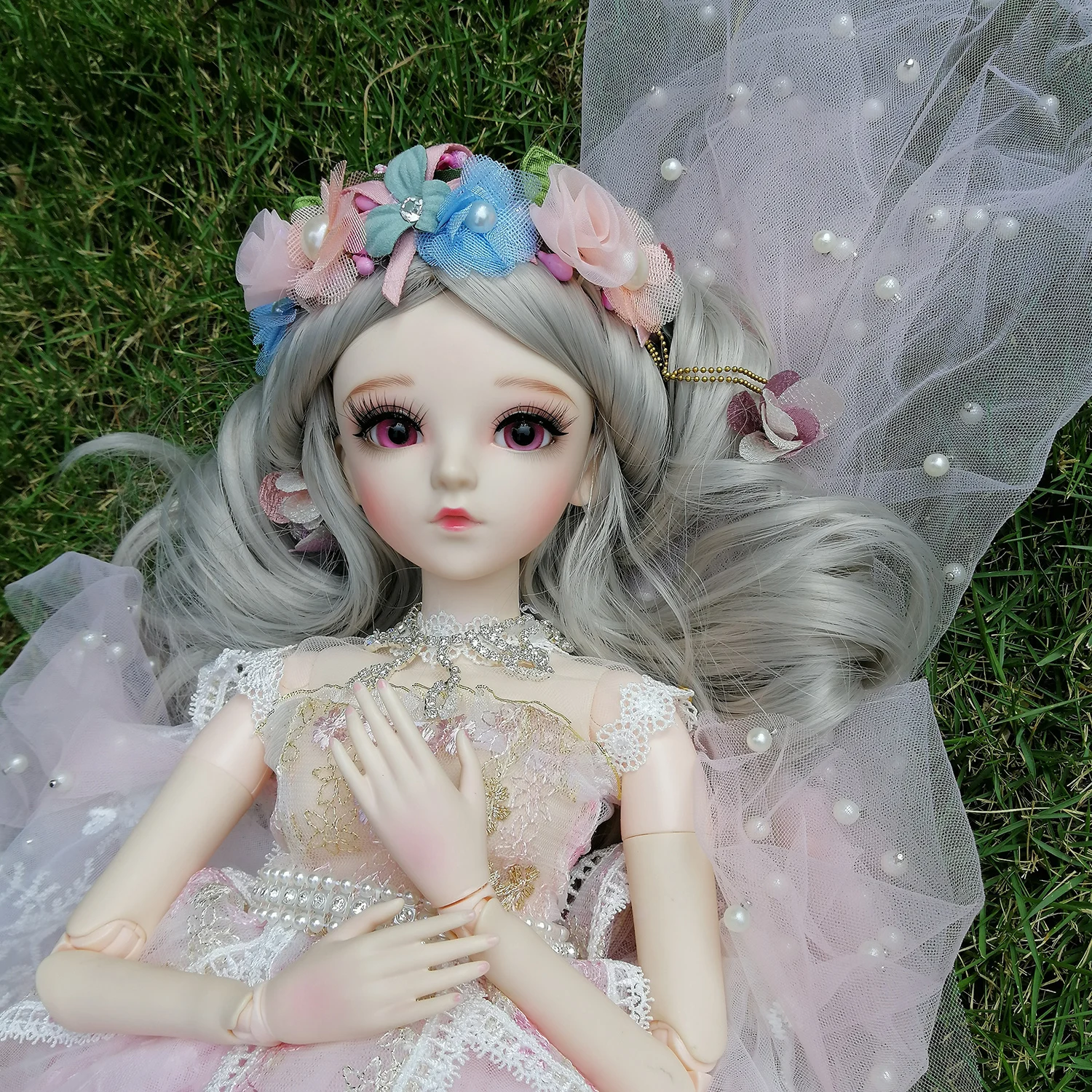 2" полный набор BJD кукла+ макияж ручной работы 24 дюймов 60 см EVA BJD леди+ стеклянные глаза+ аксессуары парики одежда обувь DA008-3L04