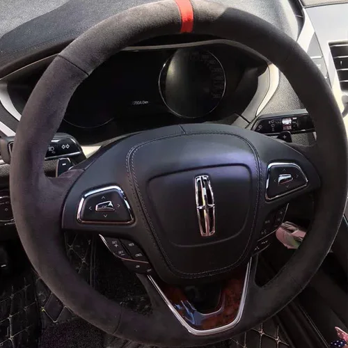 

Suede hand stitched steering wheel cover For Lincoln MKZ continental MKC navigator nautilus MKX Aviator car accessories