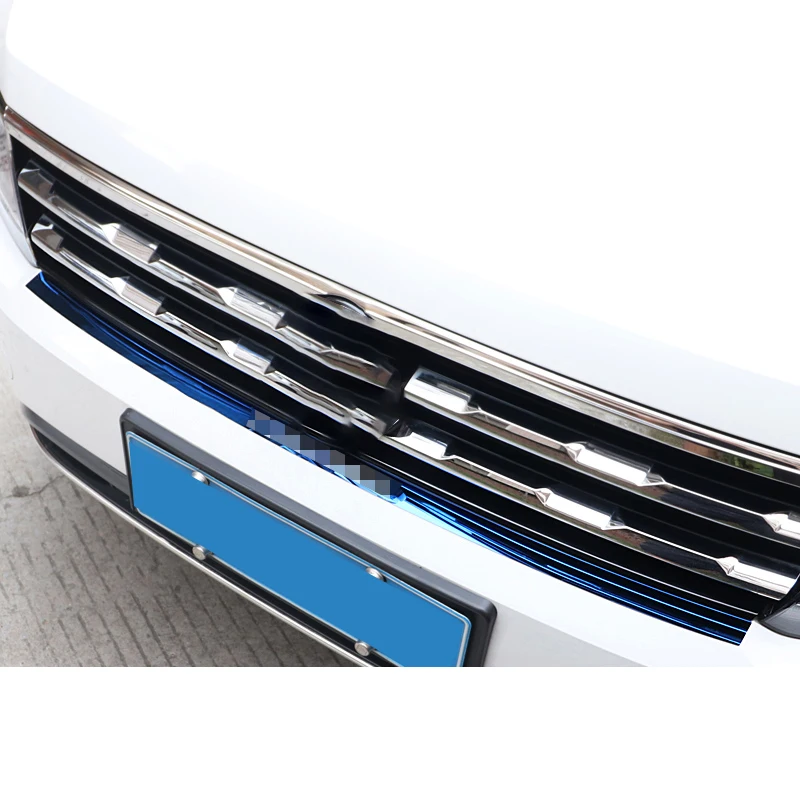 Для Tiguan второго поколения- автомобильный передний бампер крышка из нержавеющей стали декоративная отделка полосы внешняя наклейка украшение
