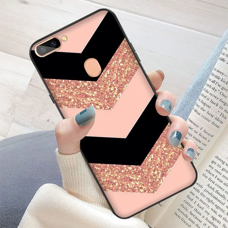 Gold Pink rose Glitter print