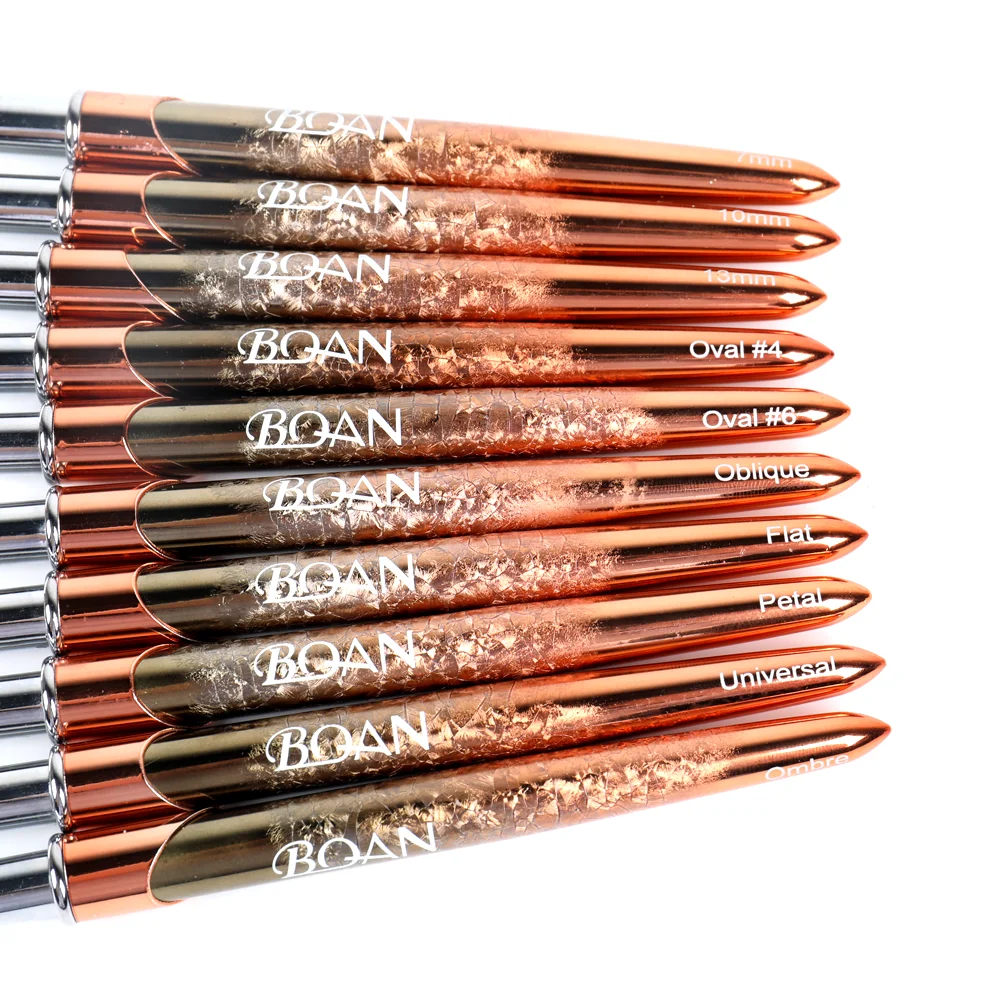BQAN New Rose Gold Handle Nail Brush UV Gel Liner Painting Pen Acrylic Drawing Brushes Nail Pen for Nails Nail Art Tool 6