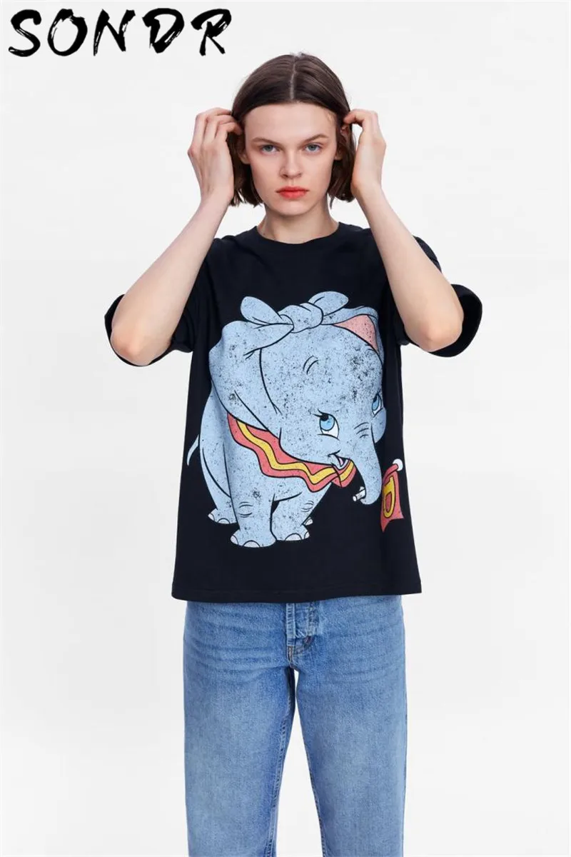 Summer Fashion T-shirt Women harajuku streetwear cartoon print Lion King O-neck loose angel tshirt Female Tops plus size