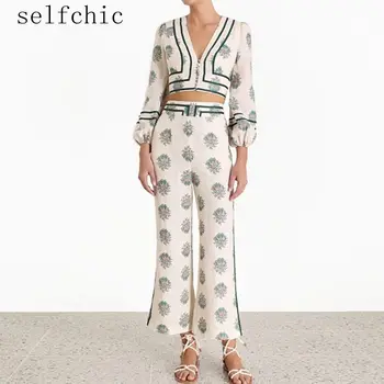 

Women 2 Piece Set Runway High Quality Linen Tops Pants 2019