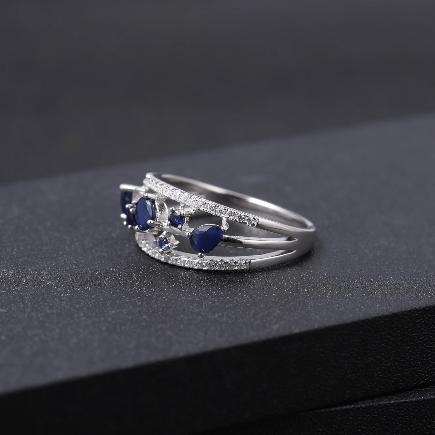 GEM'S BALLET, 0.65Ct, натуральный синий сапфир, кольцо, 925 пробы, серебро, необычные, классические, Овальные, драгоценные камни, кольца для женщин, хорошее ювелирное изделие