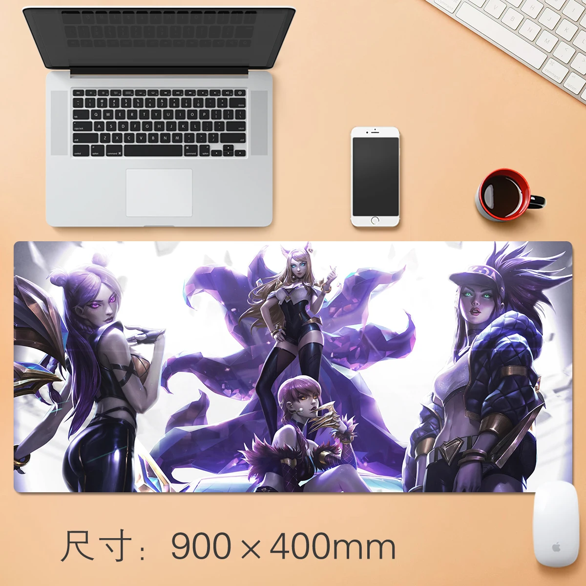 

LOL KDA POP STAR League of Legends Ahri Akali Kaisa Evelynn Large Rubber Mousepad Durable Desktop PC Computer Game Cosplay Gift