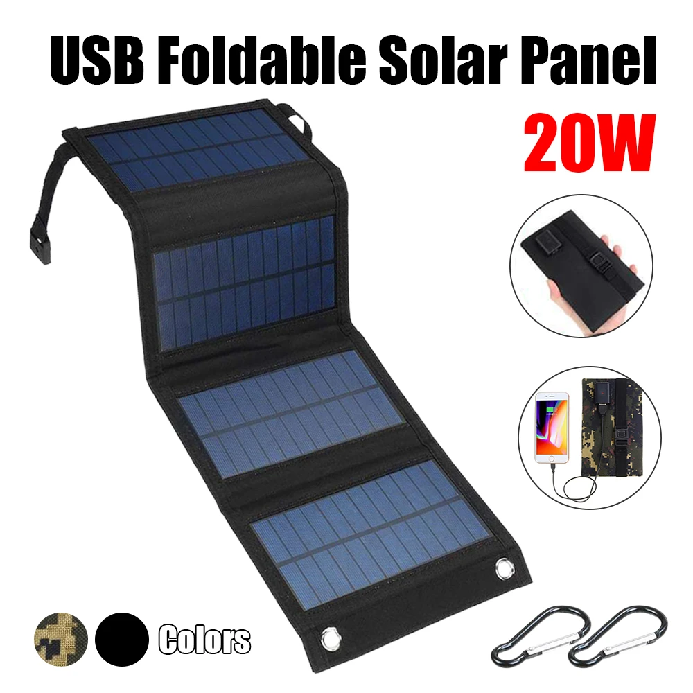 20W Foldable Solar Panel Solar Cell Portable Folding Waterproof 5V USB Solar  Panels Charger Outdoor Mobile Power Battery Charger|Tấm pin năng lượng mặt  trời| - AliExpress