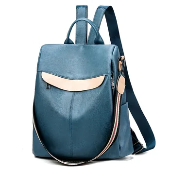 

Fashion Leather Backpacks Women Fashionable Solid Soft Pu Backpack Female Trendy Ladies Backbag 2020 New