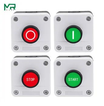 

22mm button switch white control plastic water tank NO/NC start industrial startup control box 68 * 68 mm