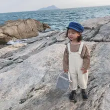 Джинсовый комбинезон в Корейском стиле для девочек и мальчиков, осенние модные детские штаны для детей 1-6 лет