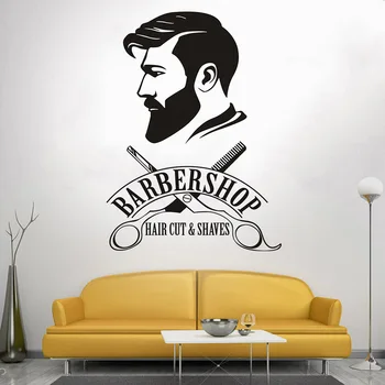 

Cool Barbershop Salon Wall Stickers Stylist Sticker Window Murals Wall Decor Removable Creative House Decoration Wallpeper