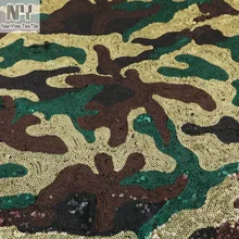 Классический камуфляж Блестки ткань вышивка сетка стрейч ткань мода шоу сцены вечерние платья ткани с блестками