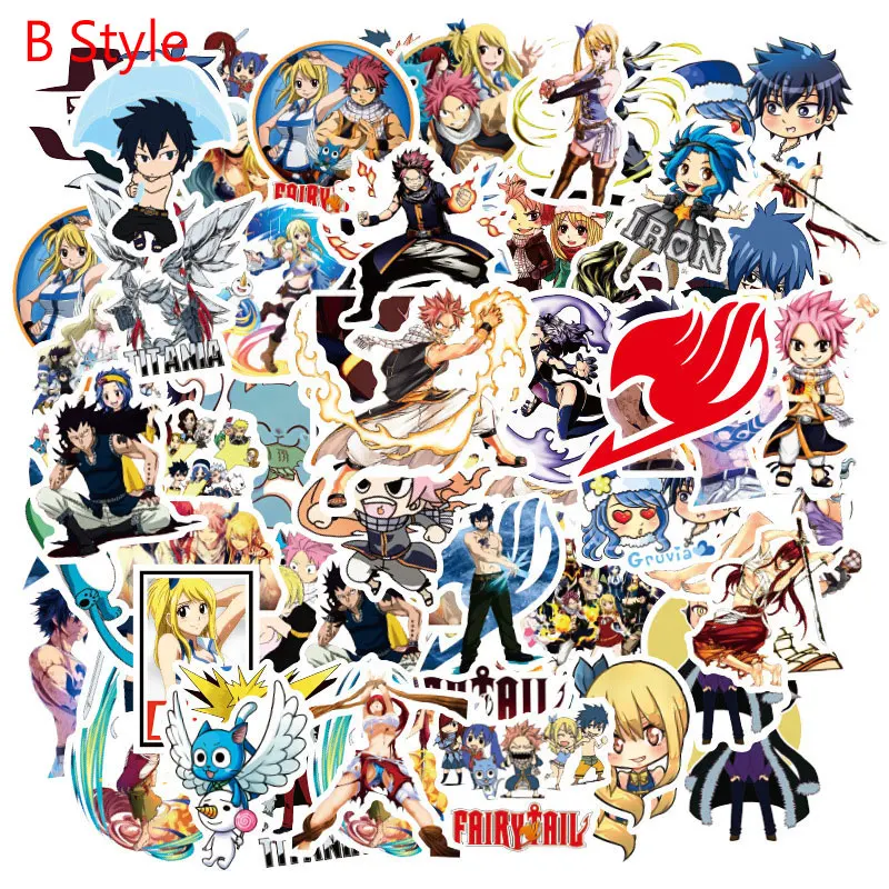 10/30/50 unids/pack de cola de hadas japonés pegatinas de Anime para nevera coche casco DIY caja de regalo bicicleta guitarra portátil Skate maletero