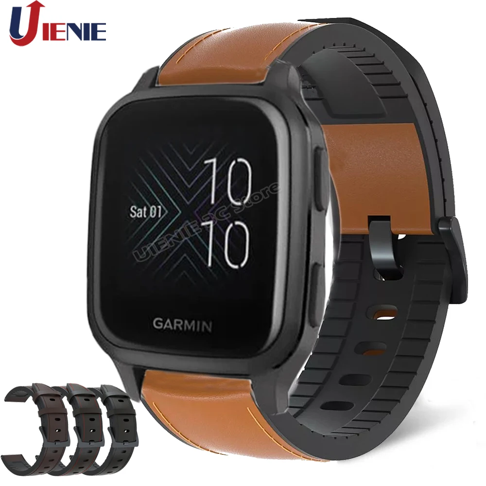 

Спортивный ремешок для наручных часов Garmin CAME SQ /SQ Music / Vivoactive 3/ Vivomove HR, кожаный + силиконовый сменный ремешок