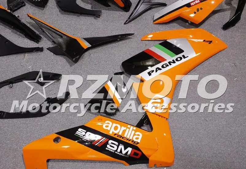 Полный мотоцикл Полный обтекатели комплект подходит для Aprilia RSV4 1000 2010 2011 2012 2013 ABS инъекции пластик Оранжевый