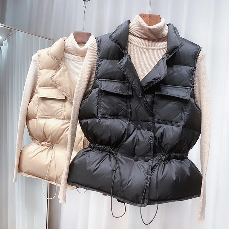 

WENYUJH 2020 New Light Down Vest Women Short Vest Windproof Lightweight Warm Waistcoat White Duck Down Coat Sleeveless Vest