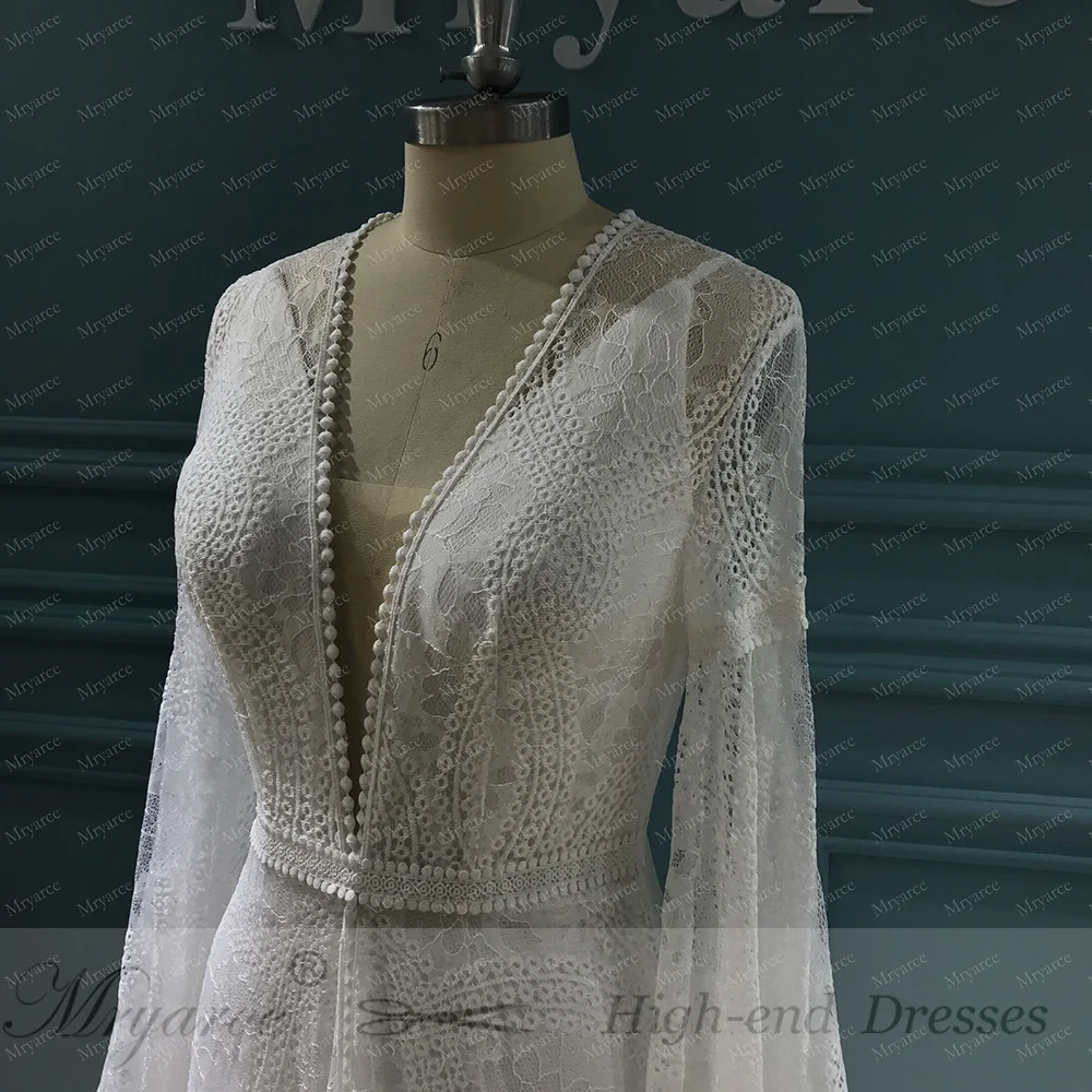 Mryarce Boho Wedding Dresses Bride Robe Slip Dress Keyhole Back Bohemian Bridal Gowns (3)