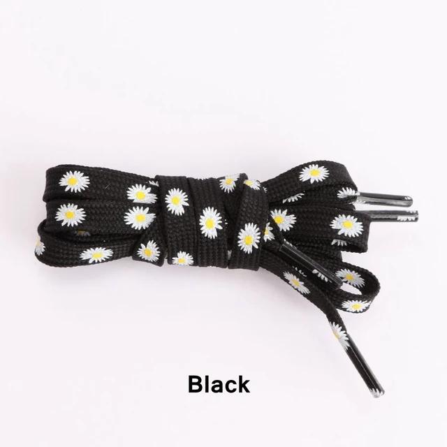 Little Daisies Shoelaces Cartoon Printing Fashion Unisex Flat Shoe laces High-top Canvas Sneakers Shoelace AF1 Sports Shoelaces black