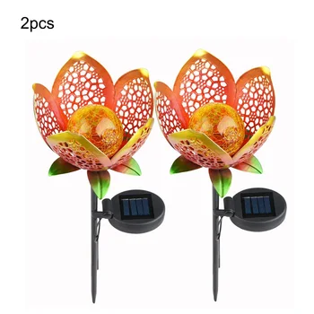 

Solar Garden Outdoor Lights Pathway Iron Craft Hollow Flower Lights Waterproof Landscape Decorative Light for Patio Walkways