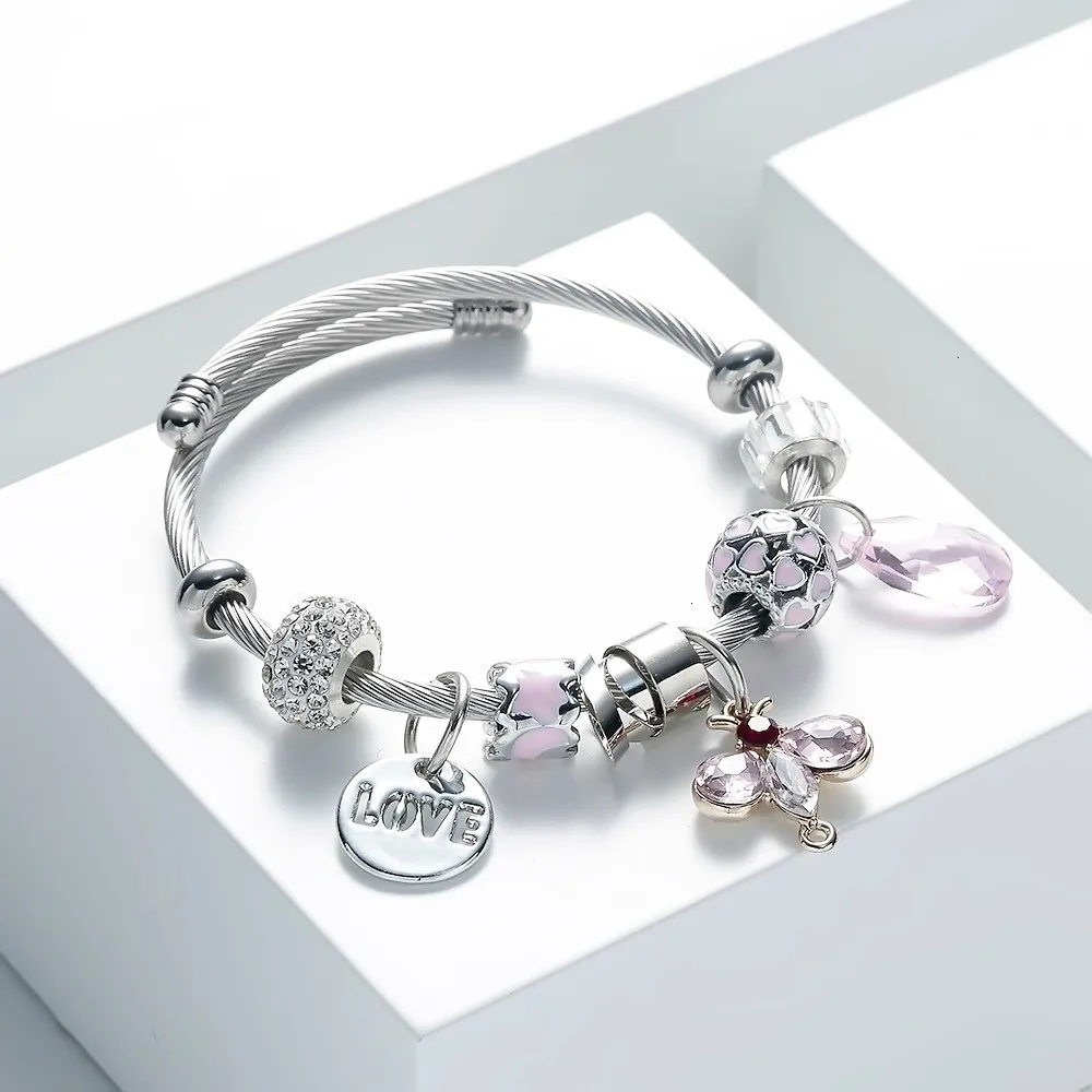 Meyfflin модный бисерный Браслет Bijoux винтажные любовные Браслеты со стразами на запястье браслеты с бабочкой серебряные ювелирные изделия