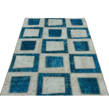 

Handmade Turquoise Vintage Overdyed Patchwork Area Rug 120x180 Cm-3'11''X5'11''