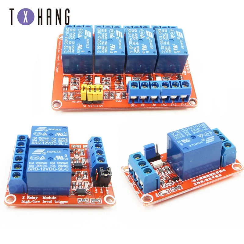 DC 12V 1 2 4 Channel Relay Module with Optocoupler. Output way for arduino diy electronics | Электронные компоненты и