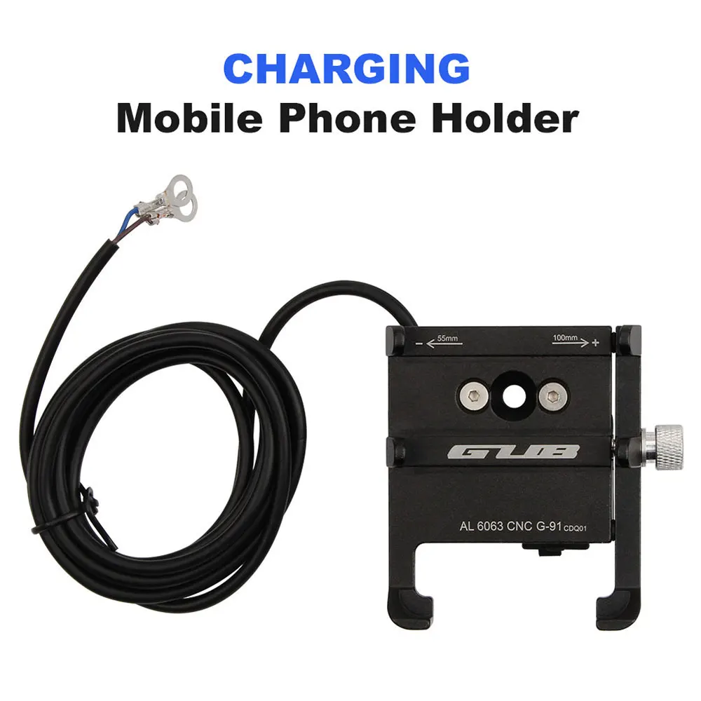 GUB G-91 알루미늄 합금 휴대폰 홀더, USB 충전식 자전거 마운트, 전기 오토바이 스쿠터 모바일 핸들 바 스탠드