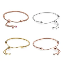 925 No. flash жарящий розовый скользящий браслет создан для женщин Diy ювелирные изделия подарок на день рождения женские рождественские подарки