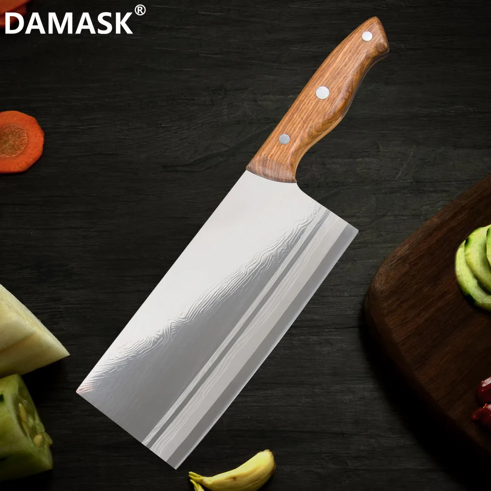 Damask ручной нож из нержавеющей стали кухонный для мясника китайский мяса Vege с