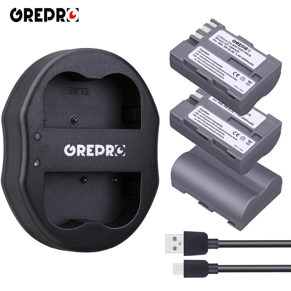 3 шт. EN-EL3E EN-EL3e ENEL3E RU EL3E батареи& Dual USB Зарядное устройство для Nikon D100 D200 D300 D300s D700 D50 D70 D70s D80 D90