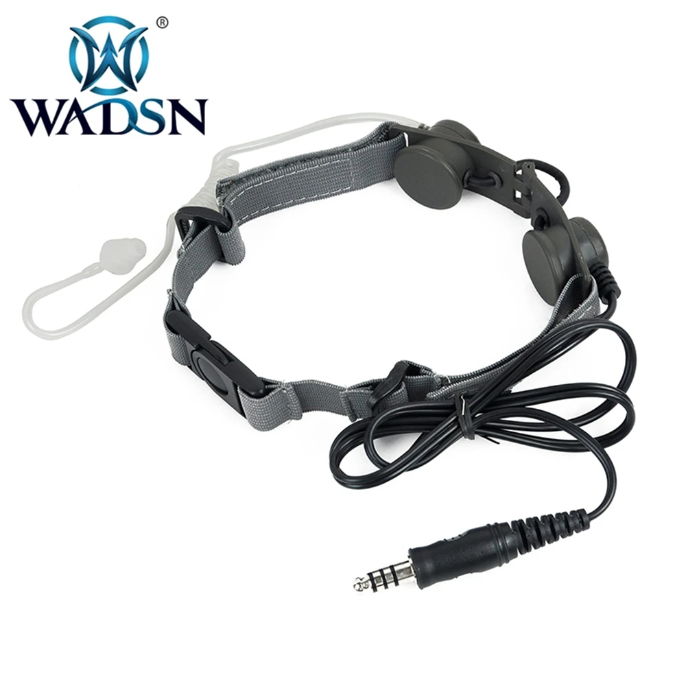 Fone de Ouvido Mic com Arnês Wadsn Padrão Militar Plug Airsoft Garganta Ajustável & Pescoço Cinta Único Fone Ouvido Tático 11 airsoft garganta mic com arnês ajustável &