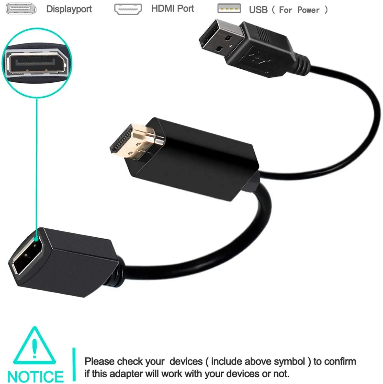 Конвертер HDMI в DisplayPort адаптер питания USB совместимый с двумя режимами VESA 1 2 4 и