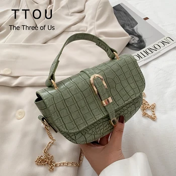 

Fashion Stone Pattern Quality Leather Female Shoulder Bag Designer Women Simple Handbag Round Chain Lady Travel Messenger Bags